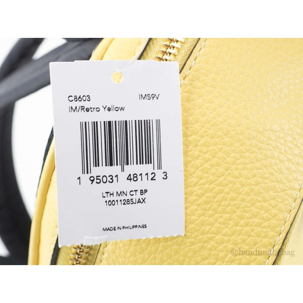 NWT Coach Mini Court Backpack Retro Yellow Pebbled Leather Shoulder Bag NEW - Picture 7 of 11